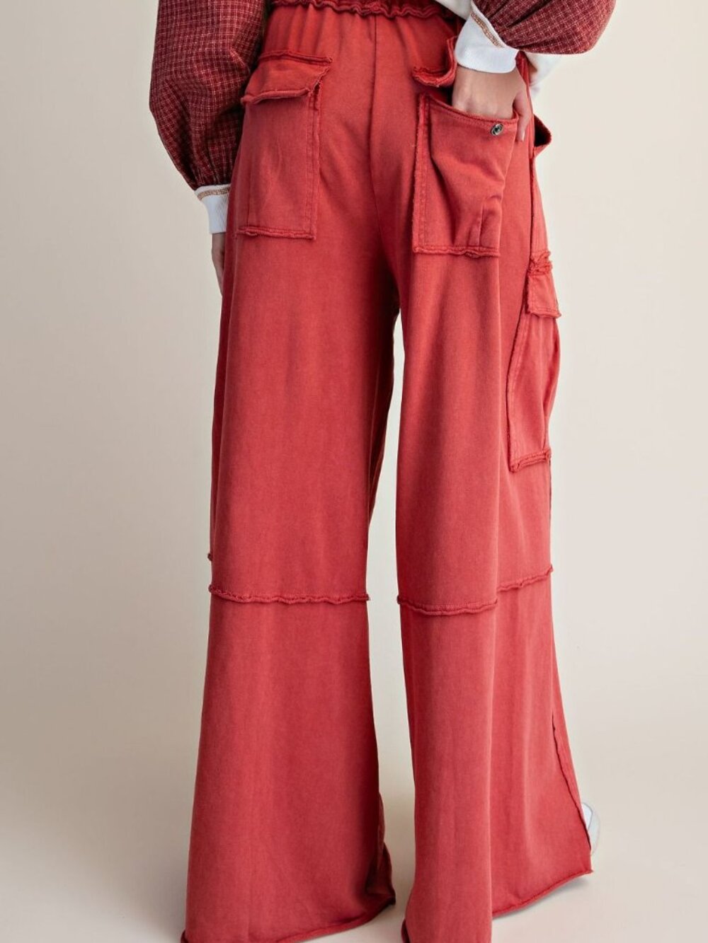 ETA - 10/5 - EASEL Boho Red Mineral Washed Terry Pants - Picture 4 of 4